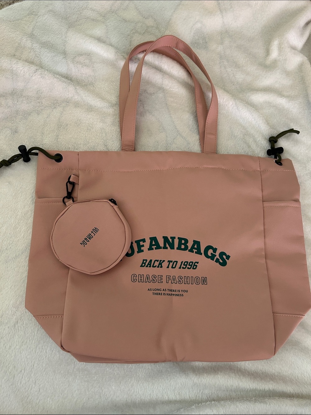 Blush Pink Canvas Tote with Matching Coin Pouch